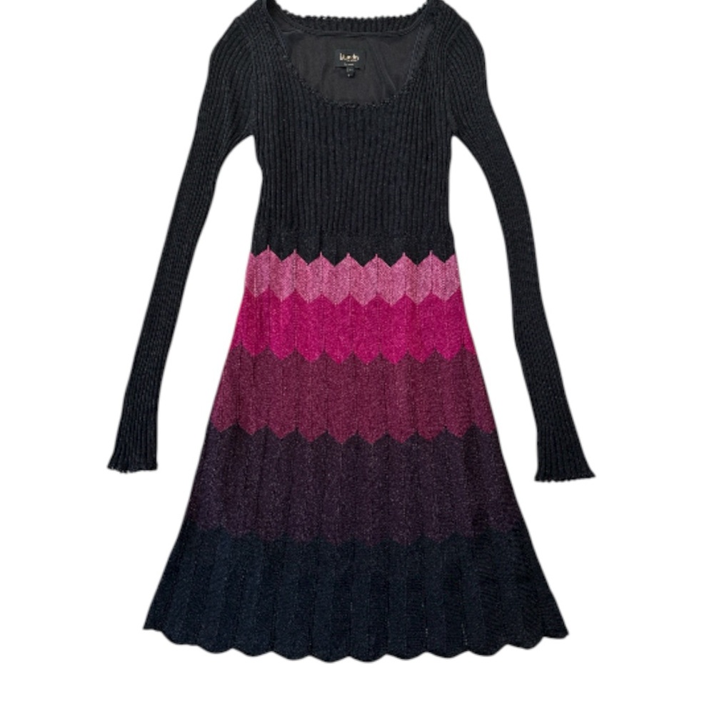 Laundry By Shelli Segal Black and Pink Knit Dress